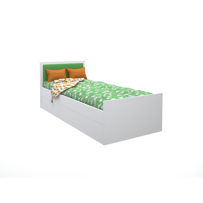 Подростковая кровать «Феникс», 80х160 см, с мягким изголовьем зеленого цвета
