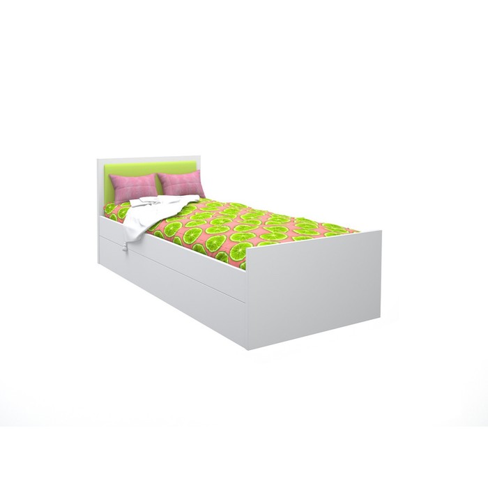 Подростковая кровать «Феникс», 80х160 см, с мягким изголовьем  цвета лайм