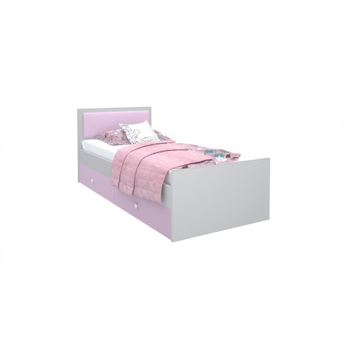 Подростковая кровать «Феникс», 80х160 см, с мягким изголовьем и ящиками цвет светло-розовый   961042