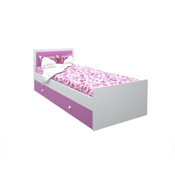 Подростковая кровать «Феникс», 80х160 см, с мягким изголовьем и ящиками цвет розовый