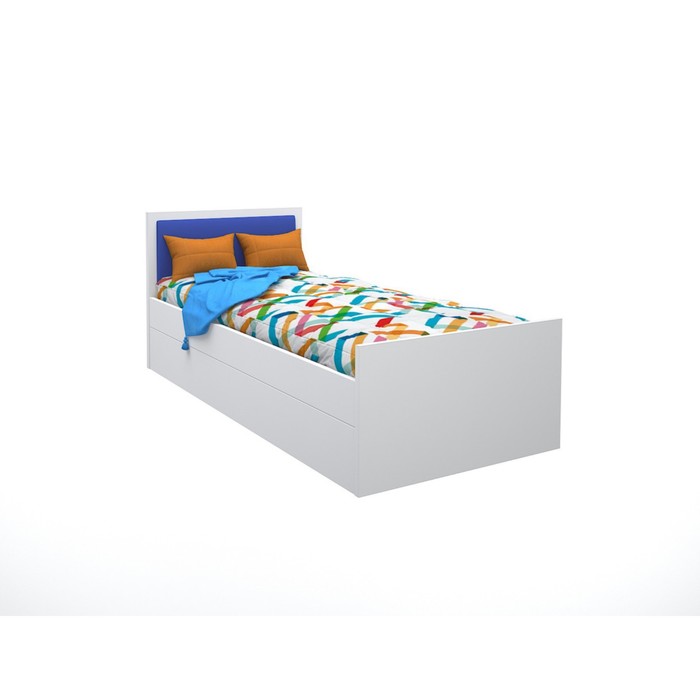 Подростковая кровать «Феникс», 80х190 см, с мягким изголовьем синего цвета