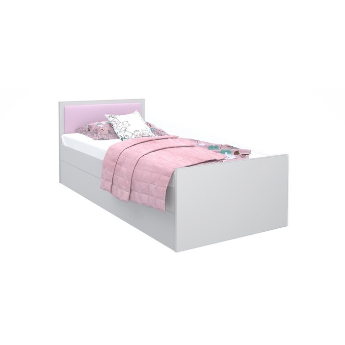 Подростковая кровать «Феникс», 80х190 см, с мягким изголовьем светло-розового цвета