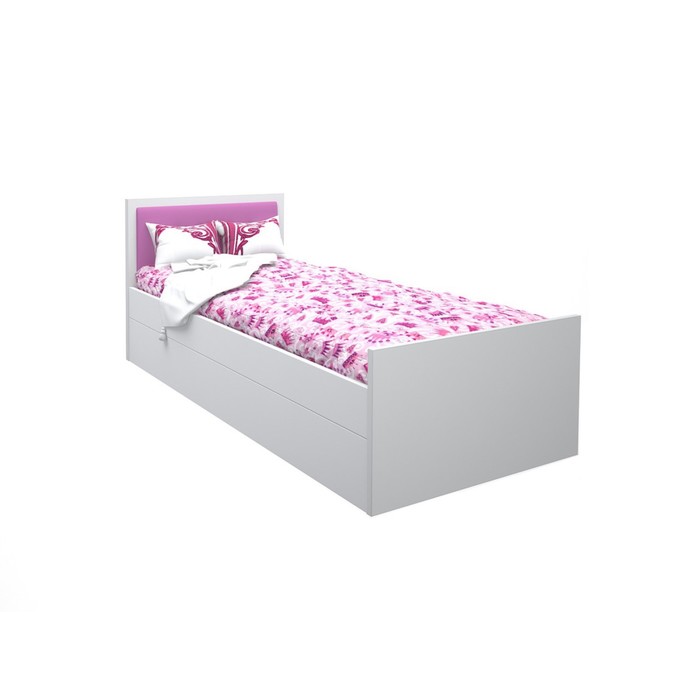 Подростковая кровать «Феникс», 80х190 см, с мягким изголовьем  розового цвета