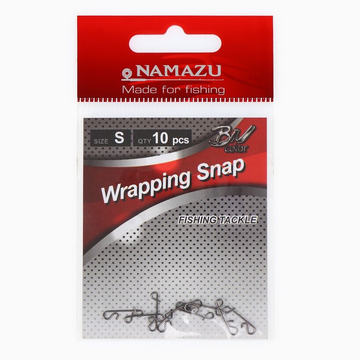 Безузловая застежка Namazu WRAPPING SNAP, цвет BN, размер S, test-4 кг, упаковка 10 шт.