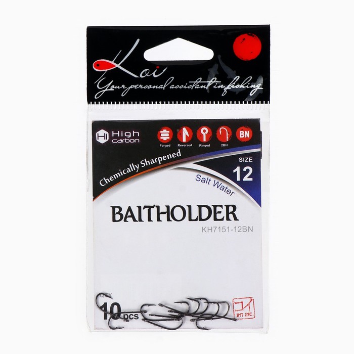 фото Крючки koi baitholder, цвет bn, № 12, 10 шт.