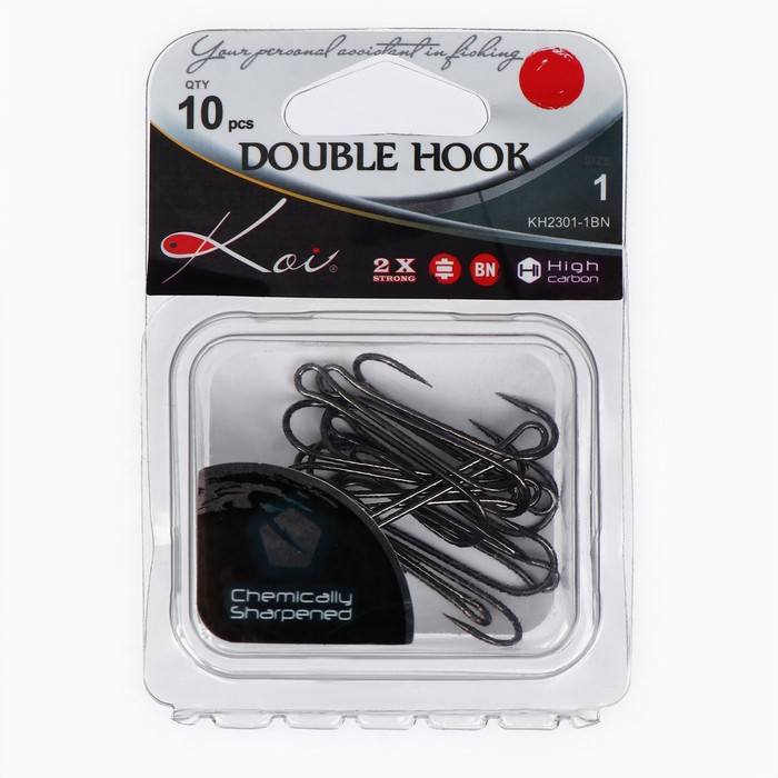 фото Крючки двойные koi double hook, цвет bn, № 1, 10 шт.