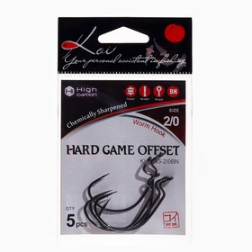 Крючок KOI "HARD GAME OFFSET", размер 2/0 (INT), цвет BN, офсетный, упаковка 5 шт.