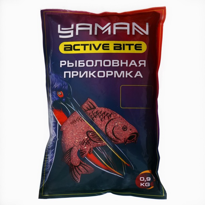 Прикормка Yaman Active Bite Карп, слива, цвет красный, 900 г цена и фото