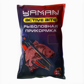 Прикормка Yaman Active Bite Сазан, малина, цвет красный, 900 г.