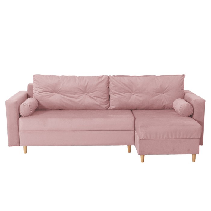 Угловой диван «Киото», механизм еврокнижка, угол универсальный, велюр, цвет пыльная роза