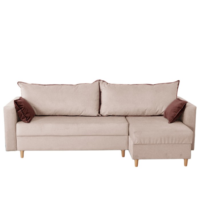 Угловой диван «Венеция», механизм еврокнижка, угол универсальный, велюр, цвет бежевый
