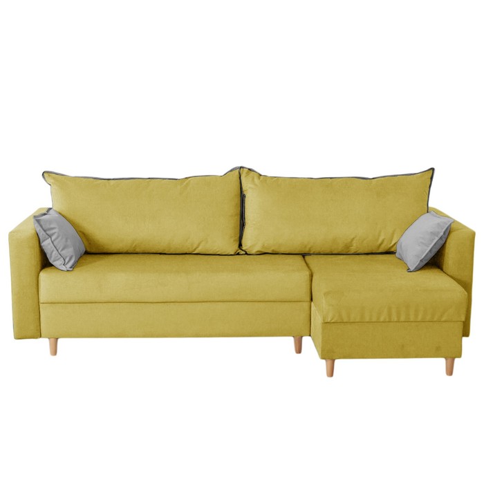 Угловой диван «Венеция», механизм еврокнижка, угол универсальный, велюр, цвет горчичный