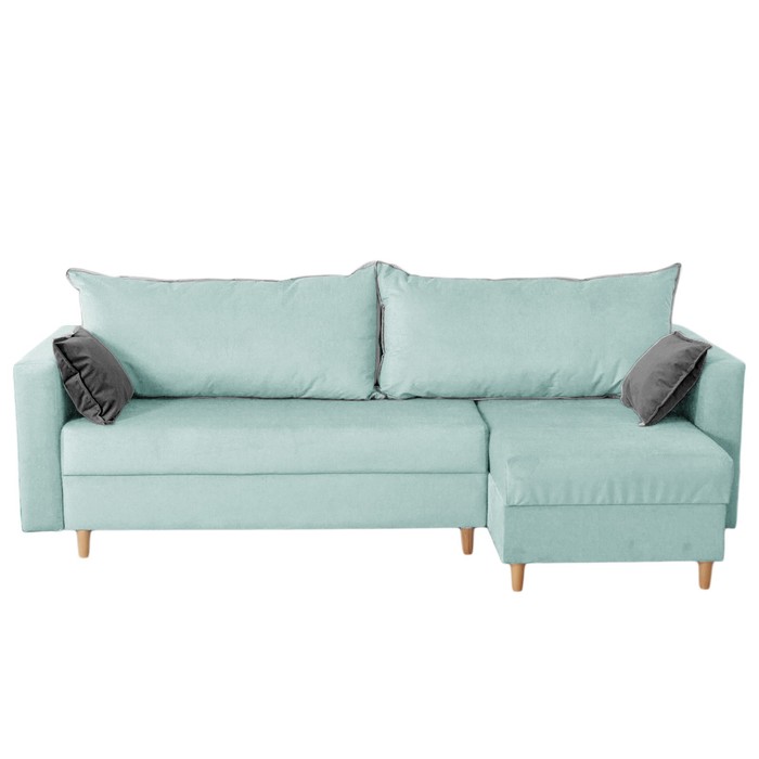 Угловой диван «Венеция», механизм еврокнижка, угол универсальный, велюр, цвет бирюзовый