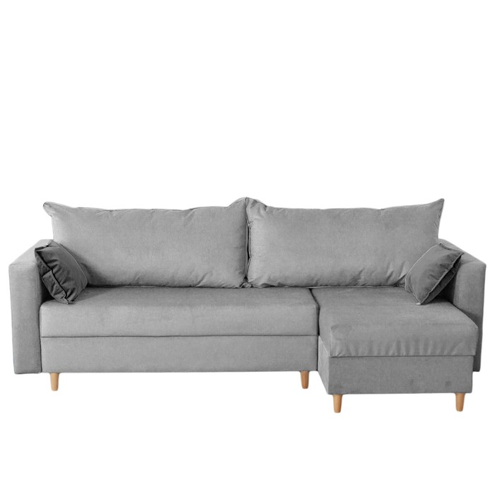 Угловой диван «Венеция», механизм еврокнижка, угол универсальный, велюр, цвет серый