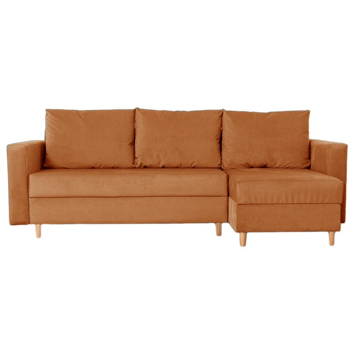 Угловой диван «Ванкувер», механизм еврокнижка, угол универсальный, велюр, цвет оранжевый угловой диван киото механизм еврокнижка угол универсальный велюр цвет розовый