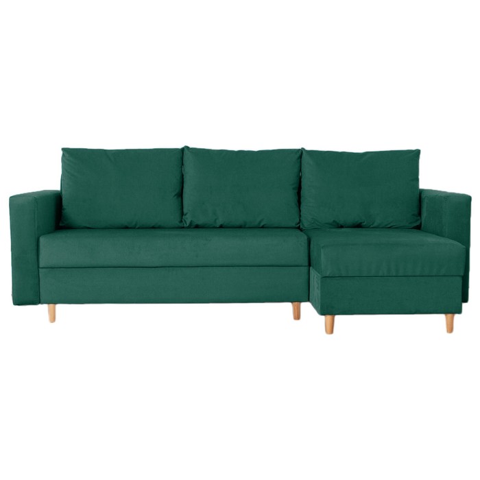 Угловой диван «Ванкувер», механизм еврокнижка, угол универсальный, велюр, цвет зелёный угловой диван киото механизм еврокнижка угол универсальный велюр цвет розовый
