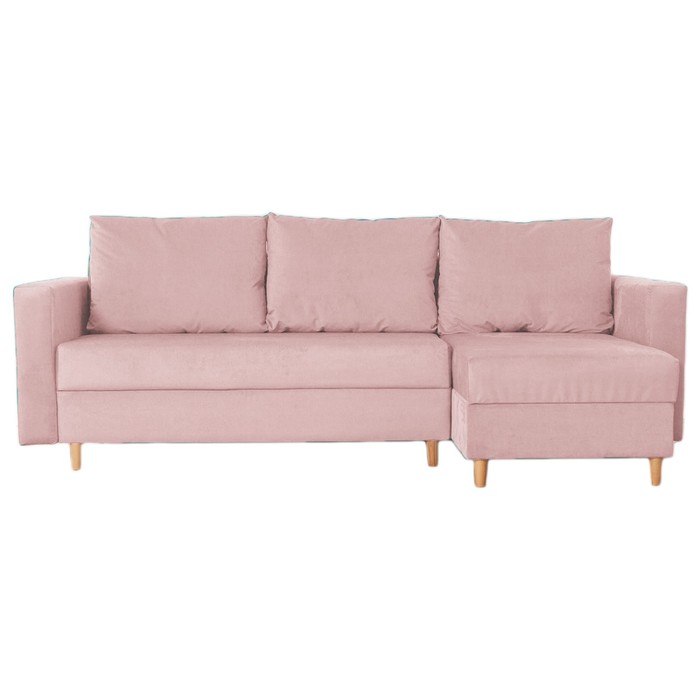 Угловой диван «Ванкувер», механизм еврокнижка, угол универсальный, велюр, цвет пыльная роза