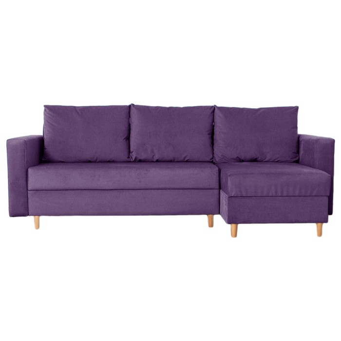 Угловой диван «Ванкувер», механизм еврокнижка, угол универсальный, велюр, цвет фиолетовый