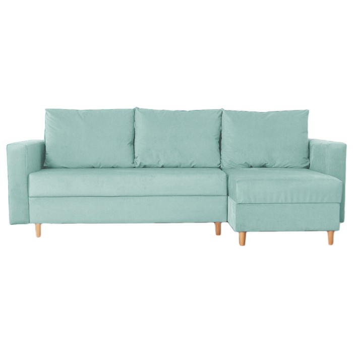 Угловой диван «Ванкувер», механизм еврокнижка, угол универсальный, велюр, цвет бирюзовый