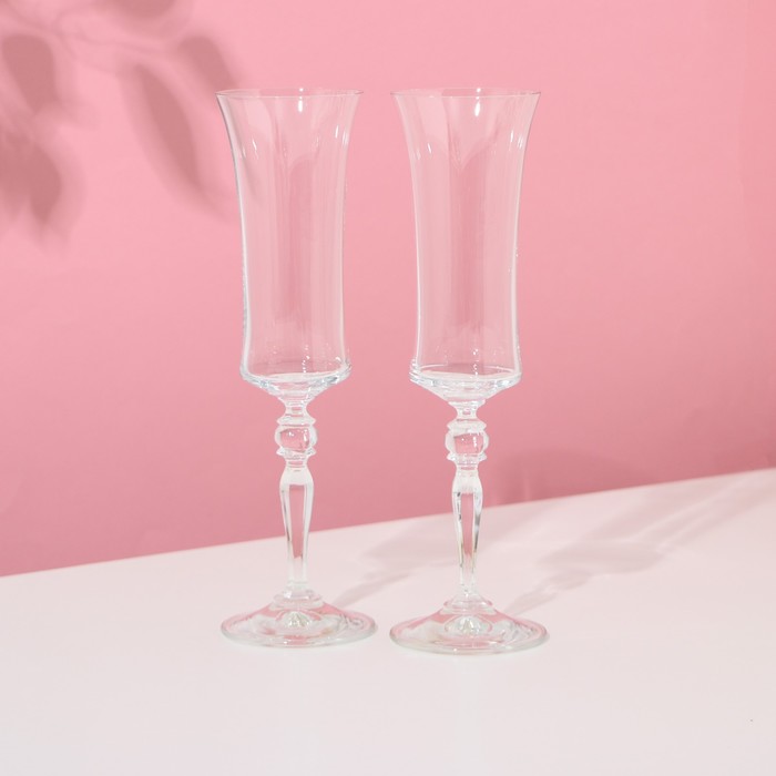 Набор бокалов для шампанского «Грация», 2 шт, 190 мл, хрустальное стекло набор стаканов для воды грация 6 шт 340 мл хрустальное стекло
