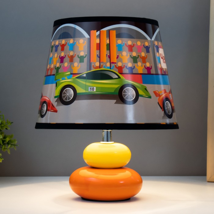 Настольная лампа "Гоночные машины" Е14 40Вт оранжево-зеленый