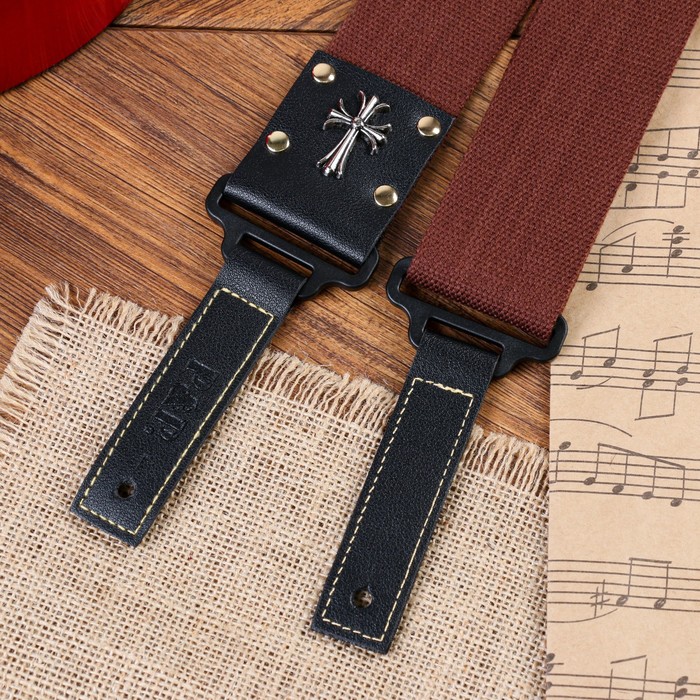 Ремень для гитары Music Life Крест, коричневый, 95-155 см