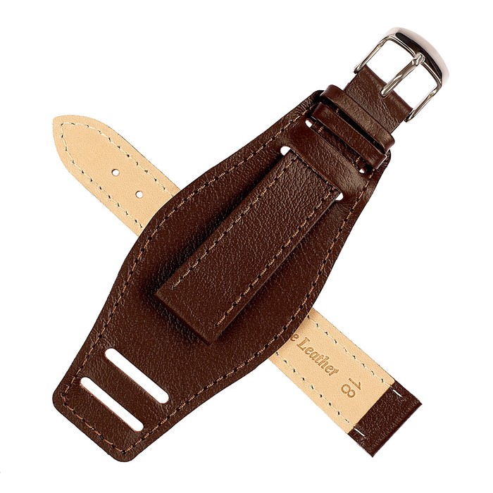 Ремешок для часов, мужской, 18 мм, запряжник 75 мм, горт 115 мм, натур. кожа, коричневый