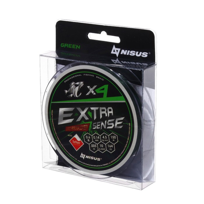 Шнур NISUS Extrasense X4 PE d=0.14, 150m, (Green)