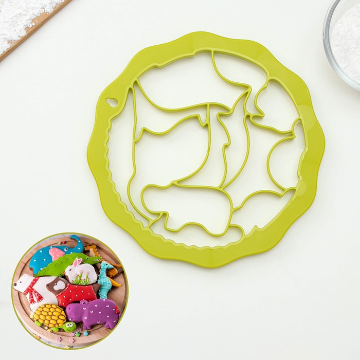 Форма для печенья «Zoo», цвет зеленый форма из нержавеющей стали в виде ананаса для торта и мусса форма для печенья форма для конфет кондитерских изделий формы для печенья мил