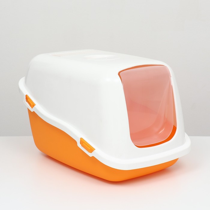 цена Pet-it домик-туалет для кошек 57x39x38, оранжевый/белый