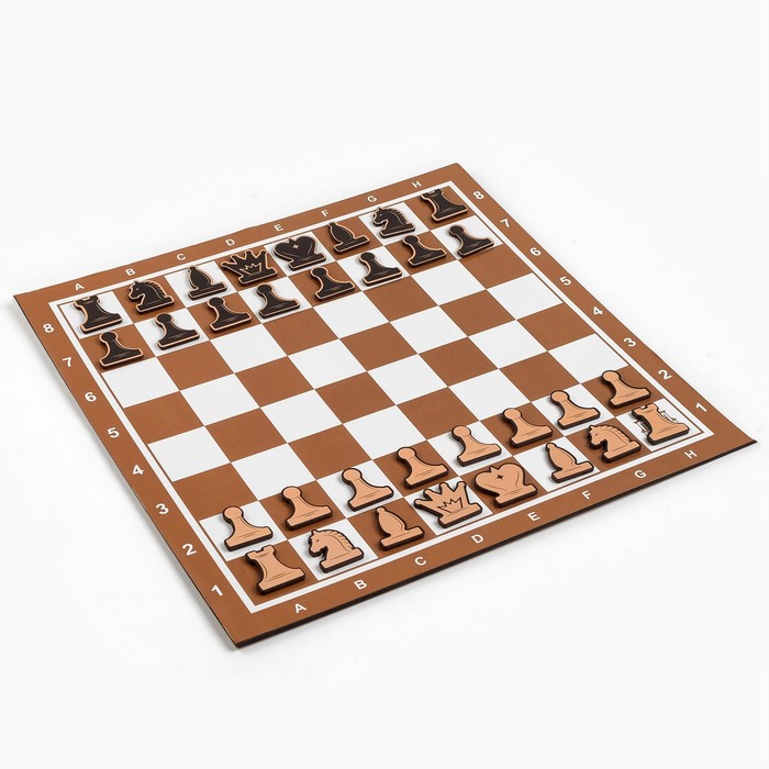Демонстрационные шахматы "Время игры" на магнитной доске, 32 шт, поле 40 х 40 см, коричневые
