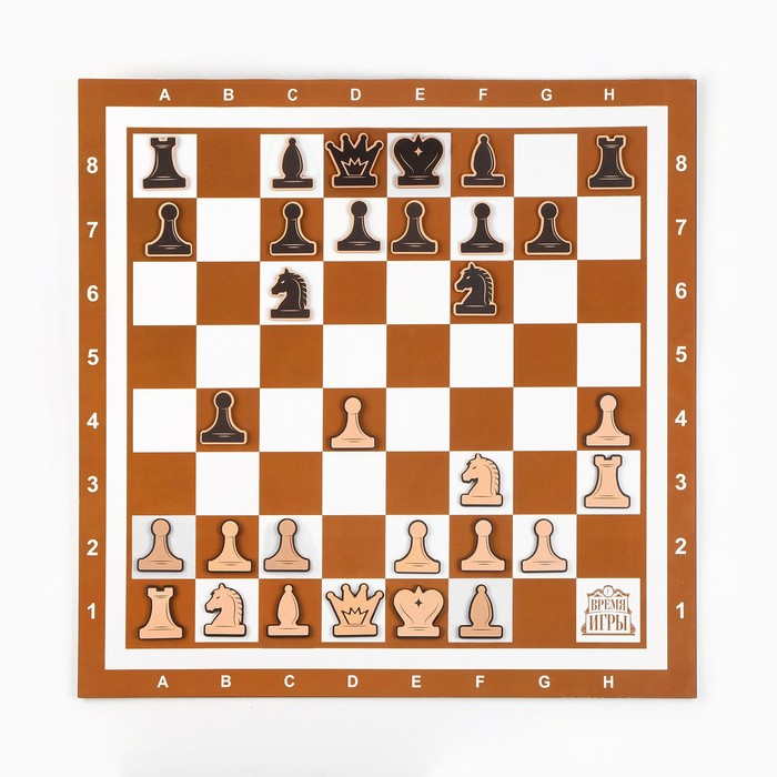 цена Демонстрационные шахматы 60 х 60 см Время игры на магнитной доске, 32 шт, коричневые