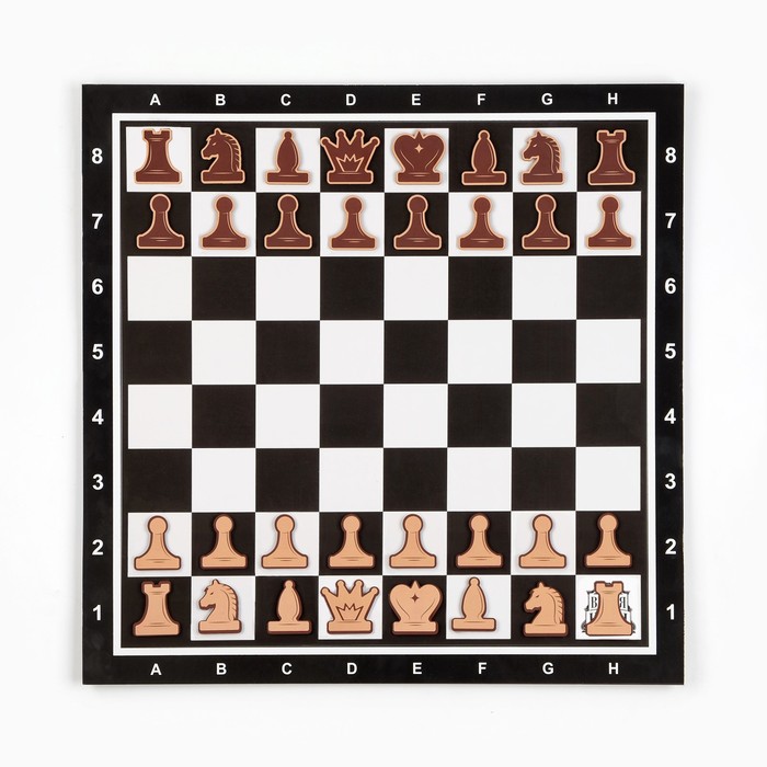 Демонстрационные шахматы "Время игры" на магнитной доске, 32 шт, поле 40 х 40 см, чёрные