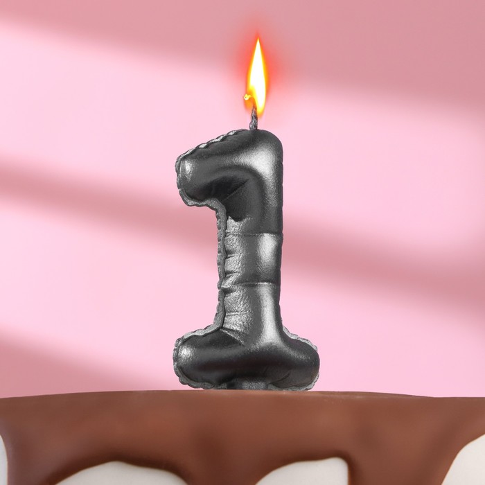 Свеча в торт Шары ,цифра 1 , графит, 6,3 см свеча в торт шары цифра 3 серебро 7 см 1 шт