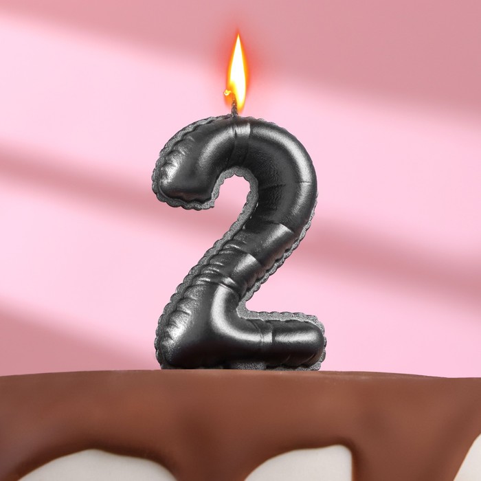 Свеча в торт Шары ,цифра 2 , графит, 6,3 см