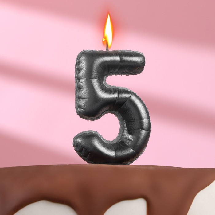 Свеча в торт Шары ,цифра 5 , графит, 6,3 см
