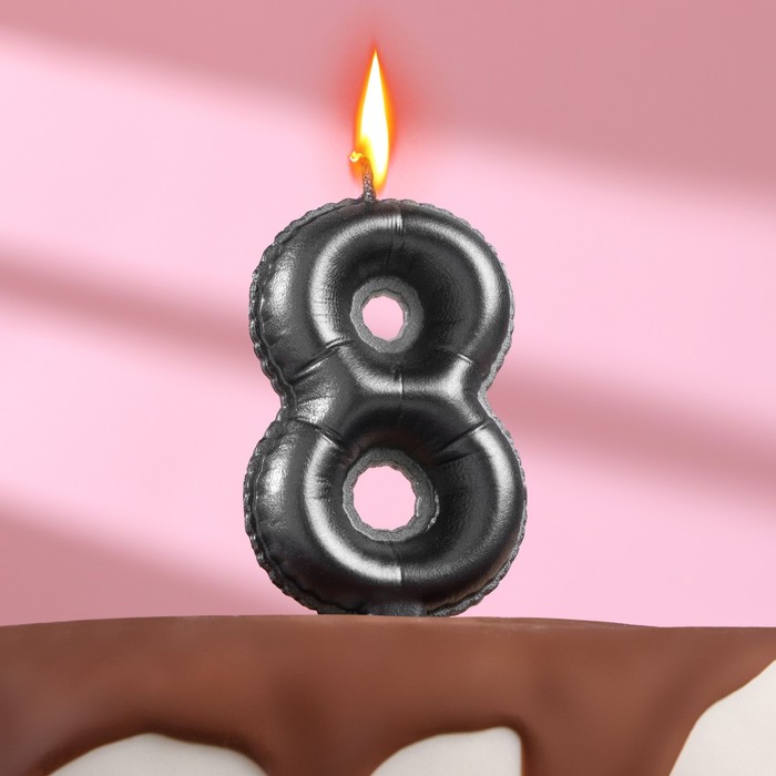 Свеча в торт Шары ,цифра 8 , графит, 6,3 см свеча в торт шары цифра 8 серебро 5 5 см