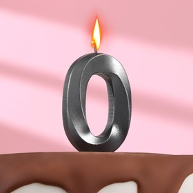 Свеча в торт "Грань" ,цифра 0 ,мокрый асфальт, 7.8 см