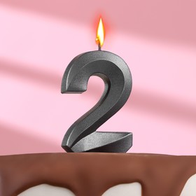 Свеча в торт "Грань" ,цифра 2 ,мокрый асфальт, 7.8 см