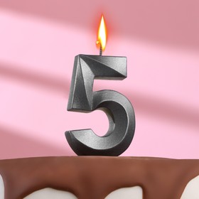Свеча в торт "Грань" ,цифра 5 ,мокрый асфальт, 7.8 см