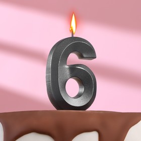 Свеча в торт "Грань" ,цифра 6 ,мокрый асфальт, 7.8 см