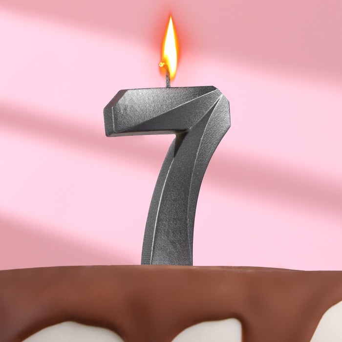 Свеча в торт Грань ,цифра 7 , графит, 6,5 см