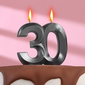 Свеча в торт юбилейная "Грань", ,цифра 30, ,мокрый асфальт, 7.8 см