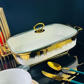 

Мармит прямоугольный сервировочный Lenardi, с крышкой, на подставке, 33 см