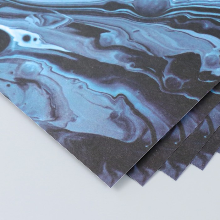 Бумага для скрапбукинга "Разводы голубой краски" плотность 180 гр 30,5х32 см