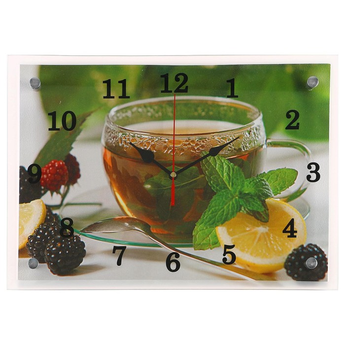 Часы-картина настенные, серия: Кухня, Чай с лимоном и ежевикой, 25х35 см