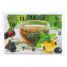 Часы настенные прямоугольные "Чай с лимоном и ежевикой", 25х35 см от Сима-ленд