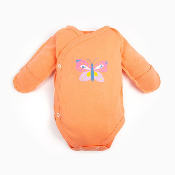 Боди детский, цвет персиковый, рост 62-68см комплект чепчик боди футболка детский детская цвет персиковый мышки рост 62