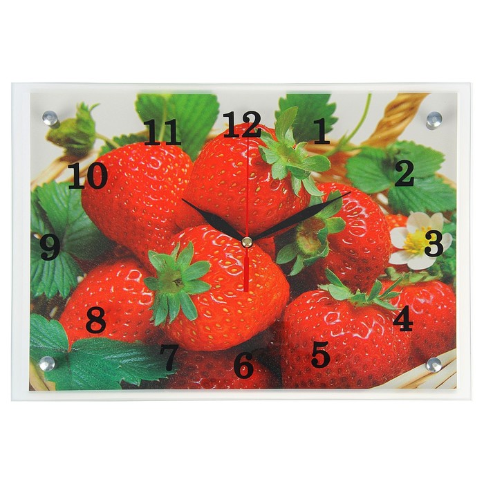 Часы настенные прямоугольные "Клубника", 25х35 см