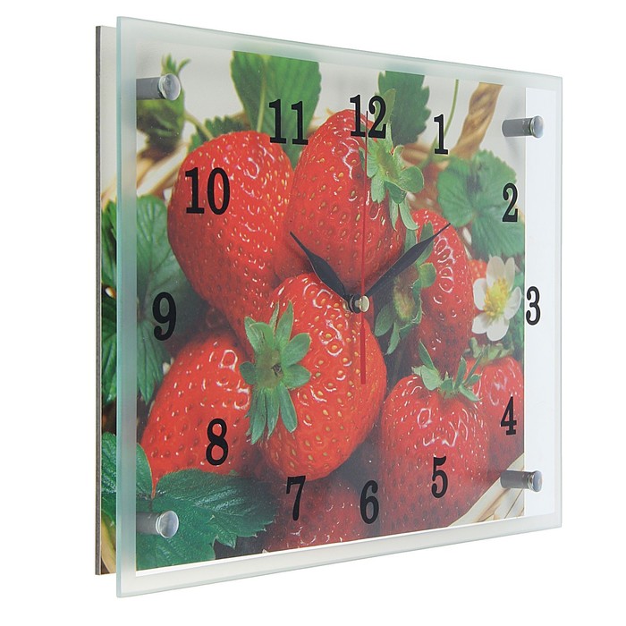 Часы настенные прямоугольные "Клубника", 25х35 см